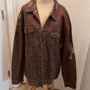 NOVA Men Brown Denim Jacket